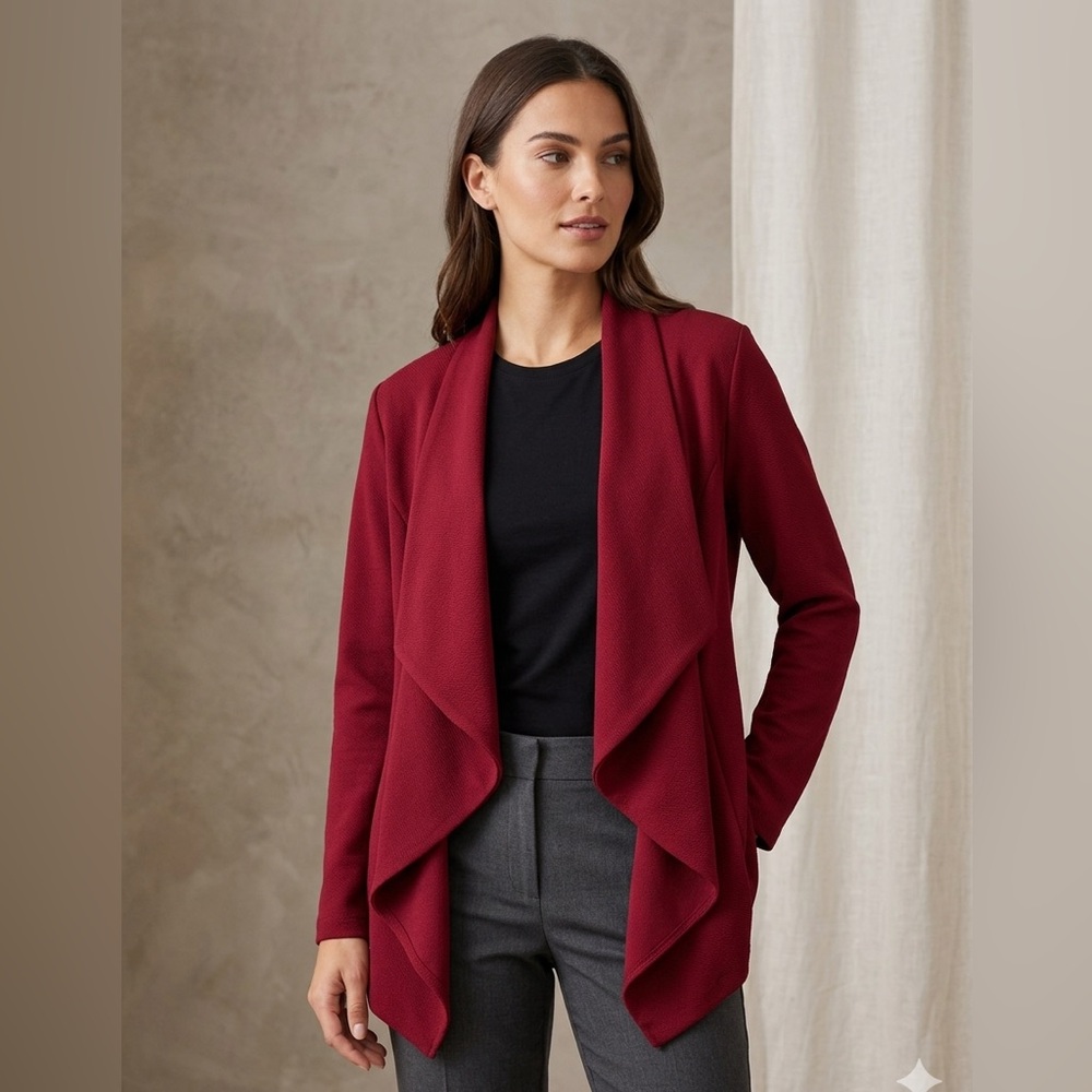 Chico's Draped Open-Front Cardigan in Red Size XXL
